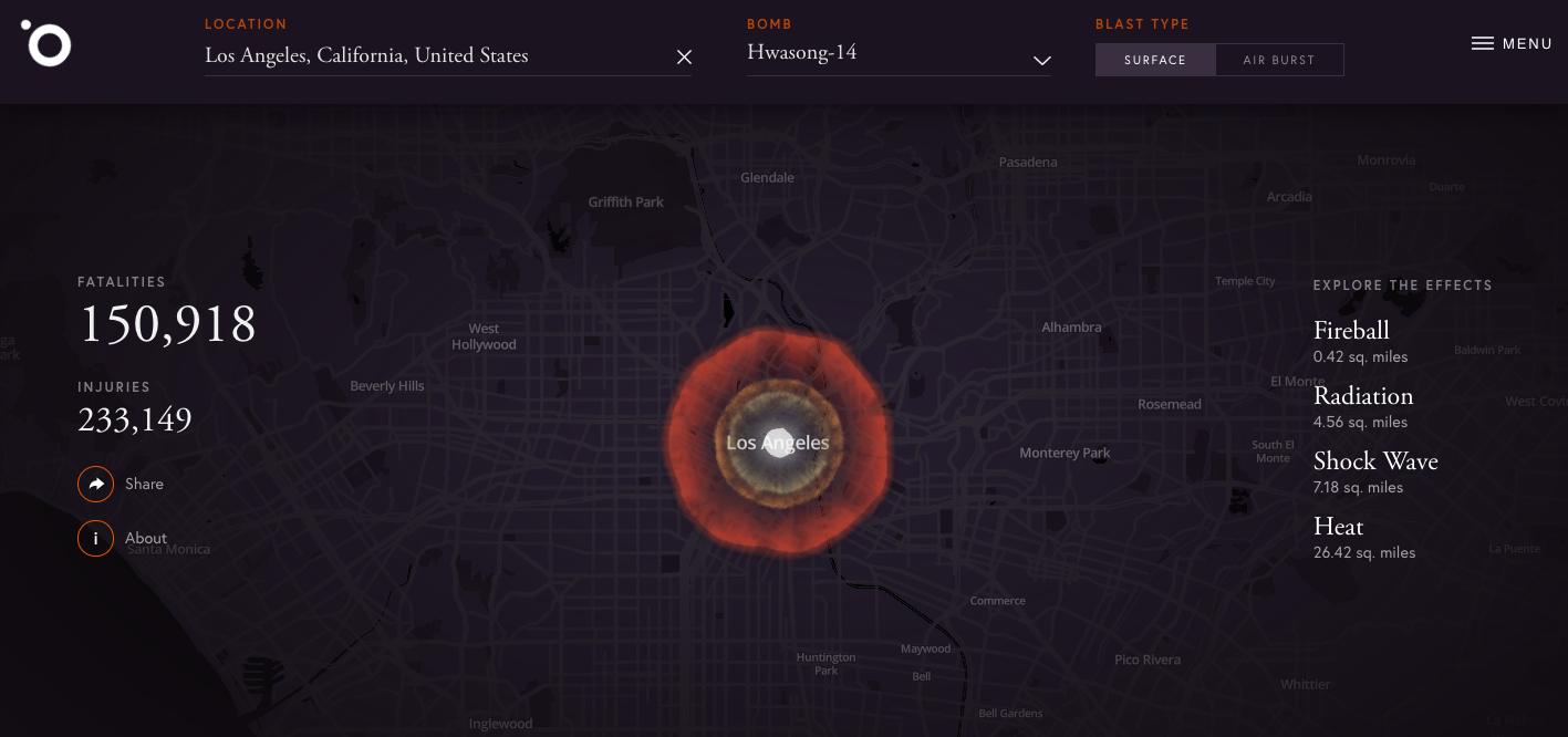 Un ataque nuclear de Corea del Norte contra el centro de Los Ángeles