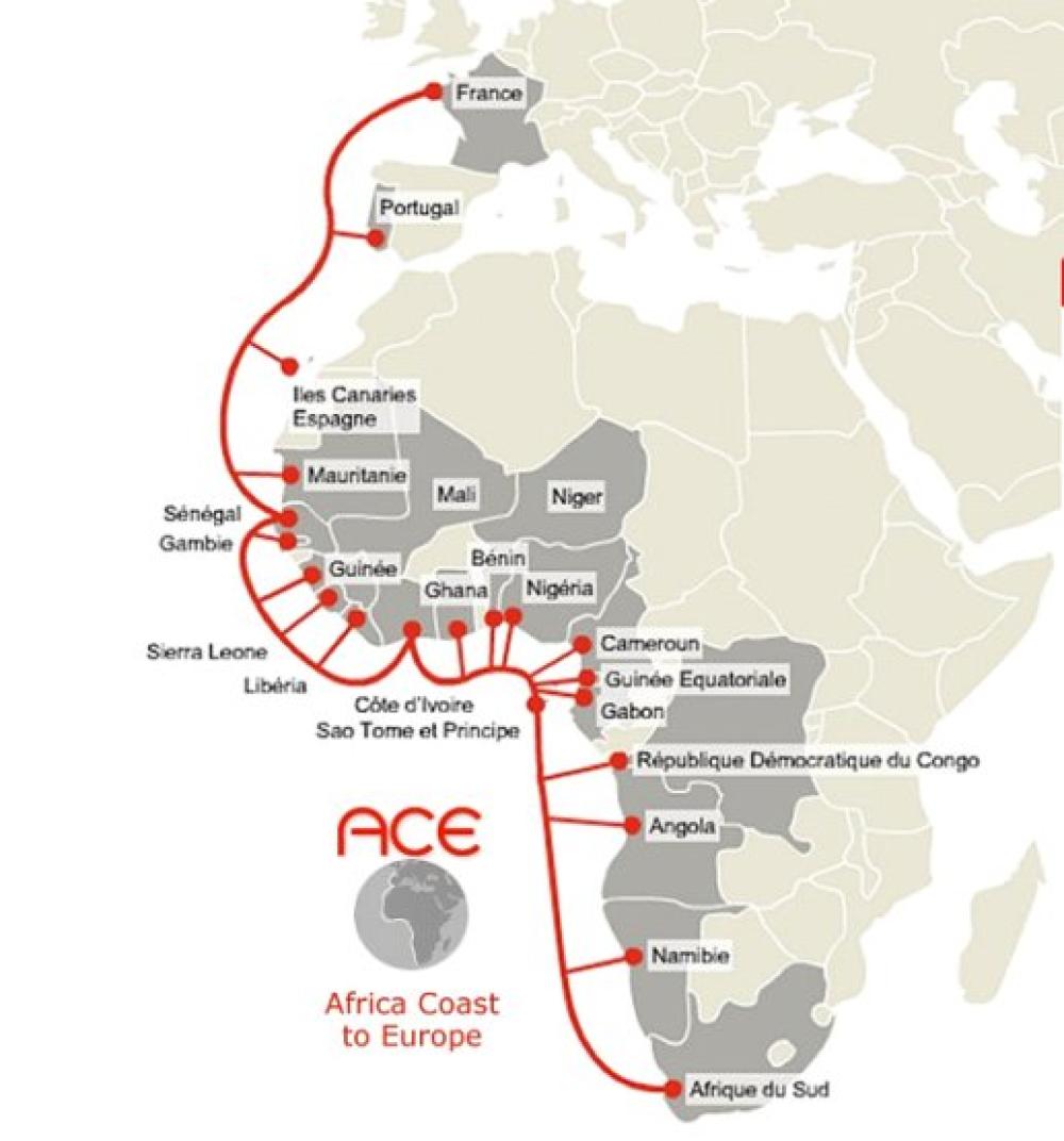 El cable ACE brinda Internet a la mayor parte de la costa africana