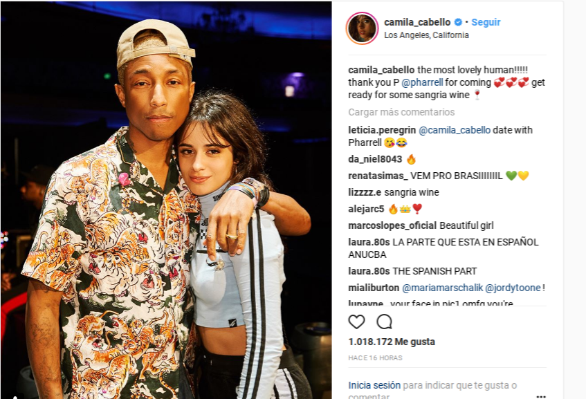 Captura de pantalla Instagram Oficial Camila Cabello