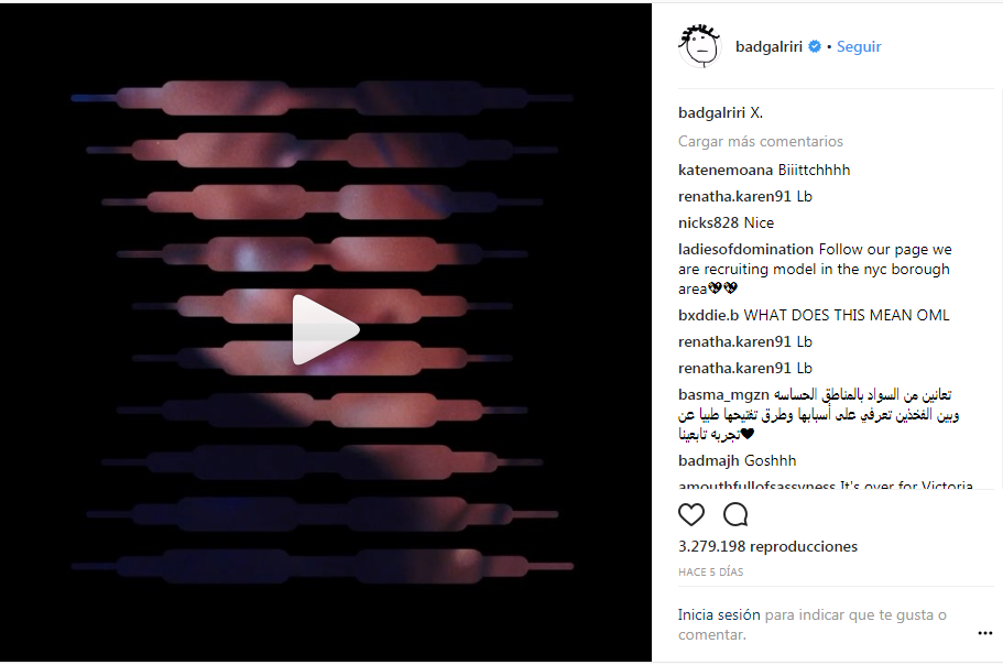 Captura de pantalla Instagram Rihanna