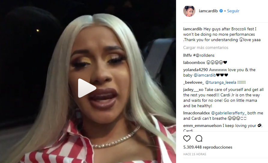 Captura de pantalla instagram Oficial Cardi B