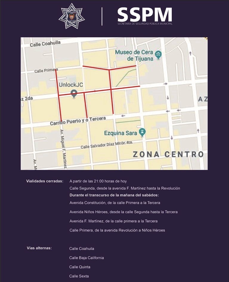 Mapa de la Secretaría de Seguridad Pública