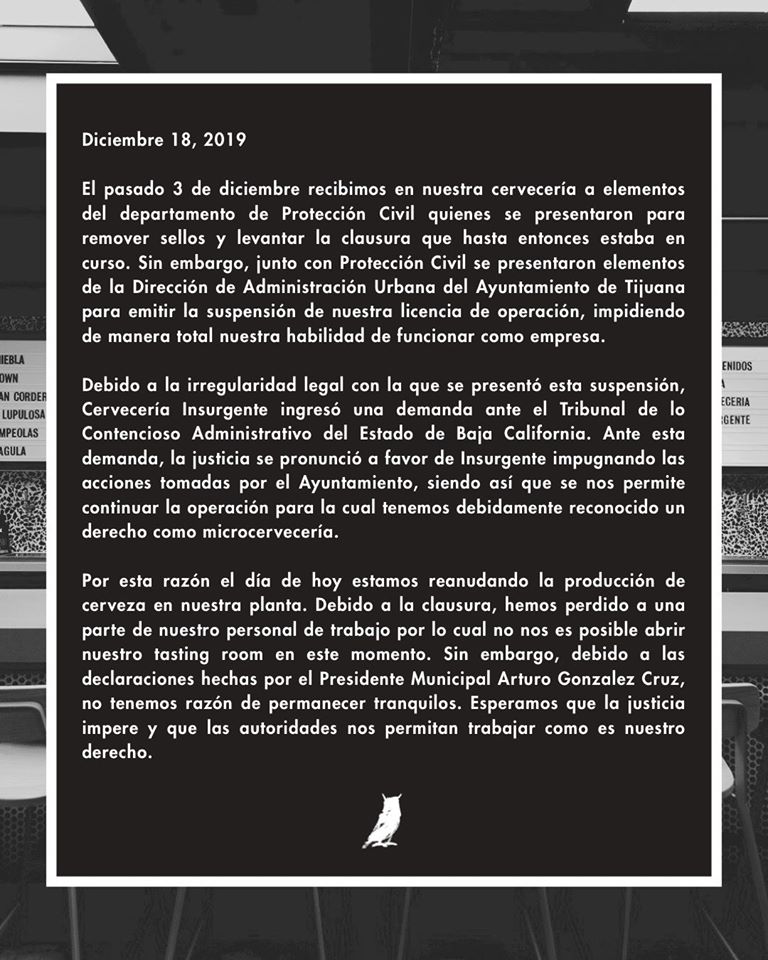 Facebook Cervecería Insurgente