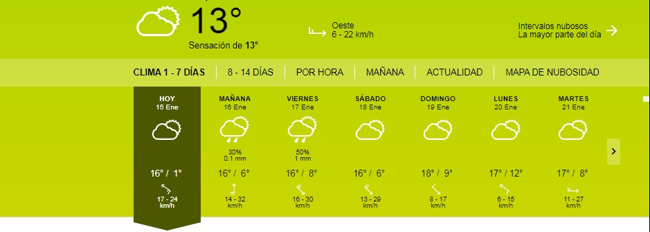 Captura de pantalla de Meteored