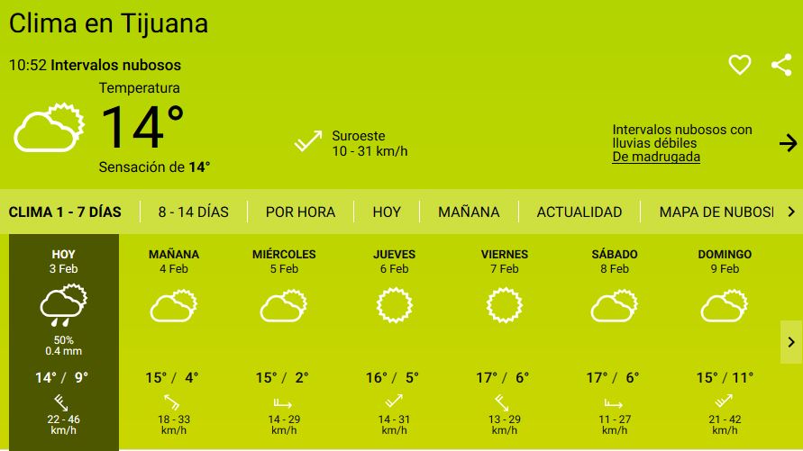 Captura de pantalla de Meteored