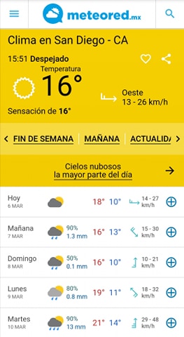 Captura de pantalla Meteored