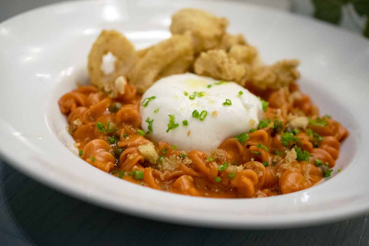 Fusilli y burrata. Photo W. Scott Koenig