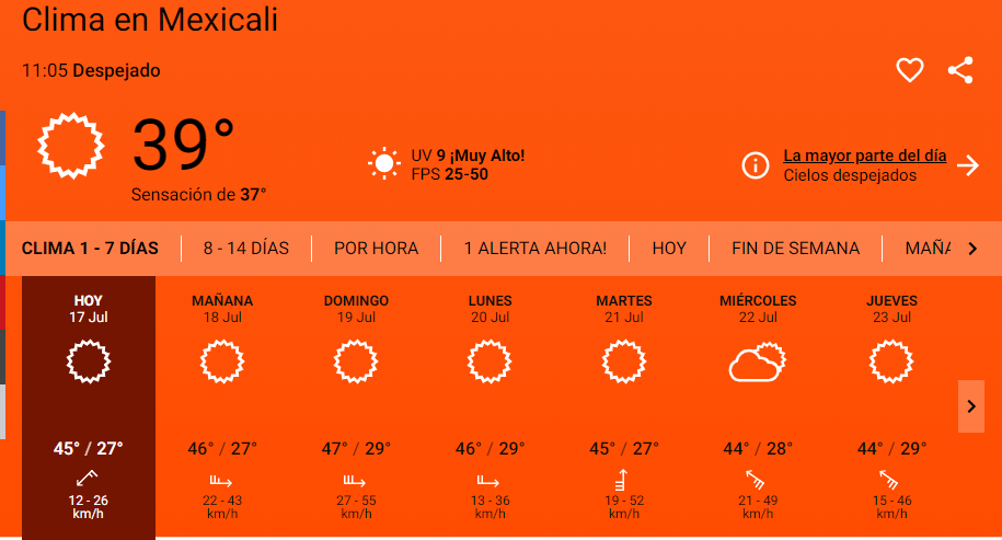 Captura de pantalla Meteored