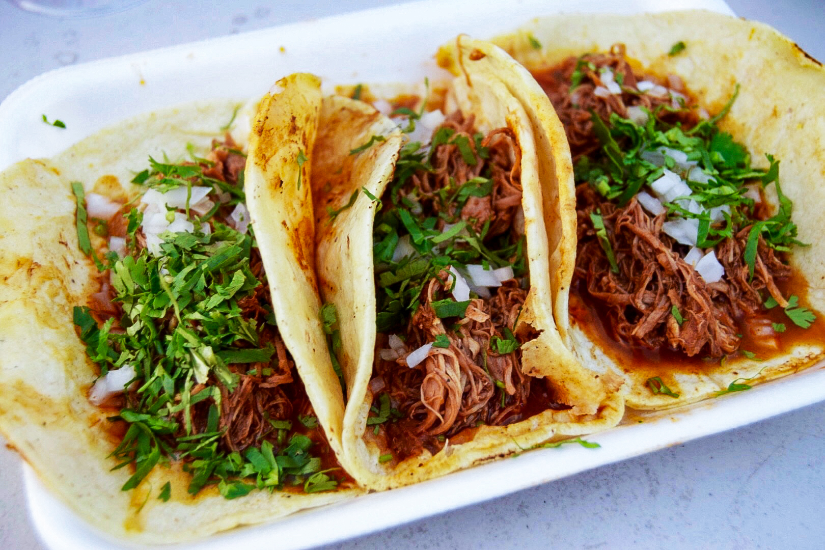 Chicken birria tacos at Corazón de Torta