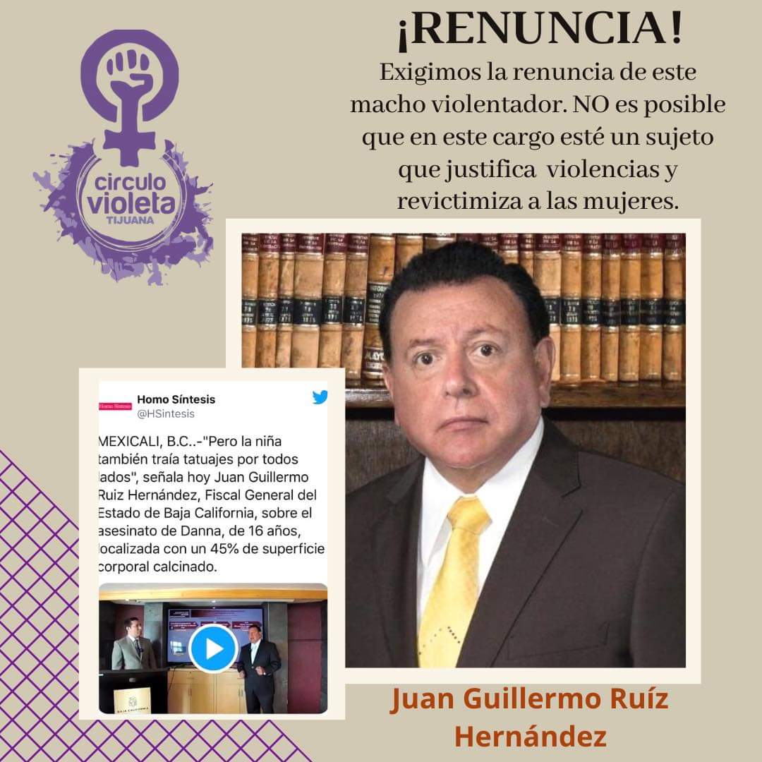 Colectiva Círculo Violeta Tijuana exigiendo destitución del Fiscal - Cortesía