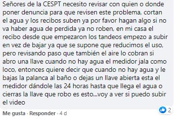 Captura de pantalla Facebook CESPT