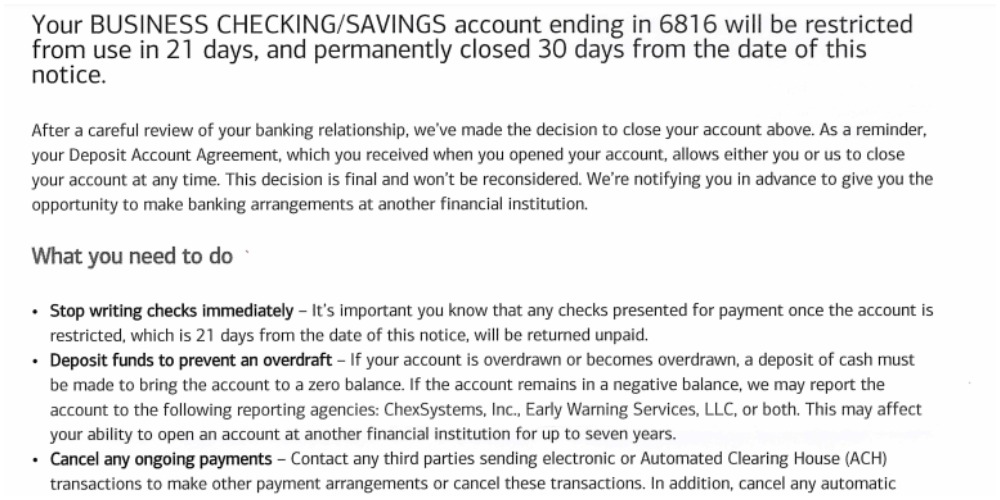Captura de Pantalla de Carta de Bank Of America