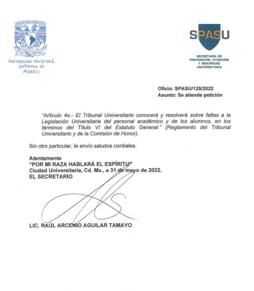 Jaime Martínez Veloz (Carta UNAM) II