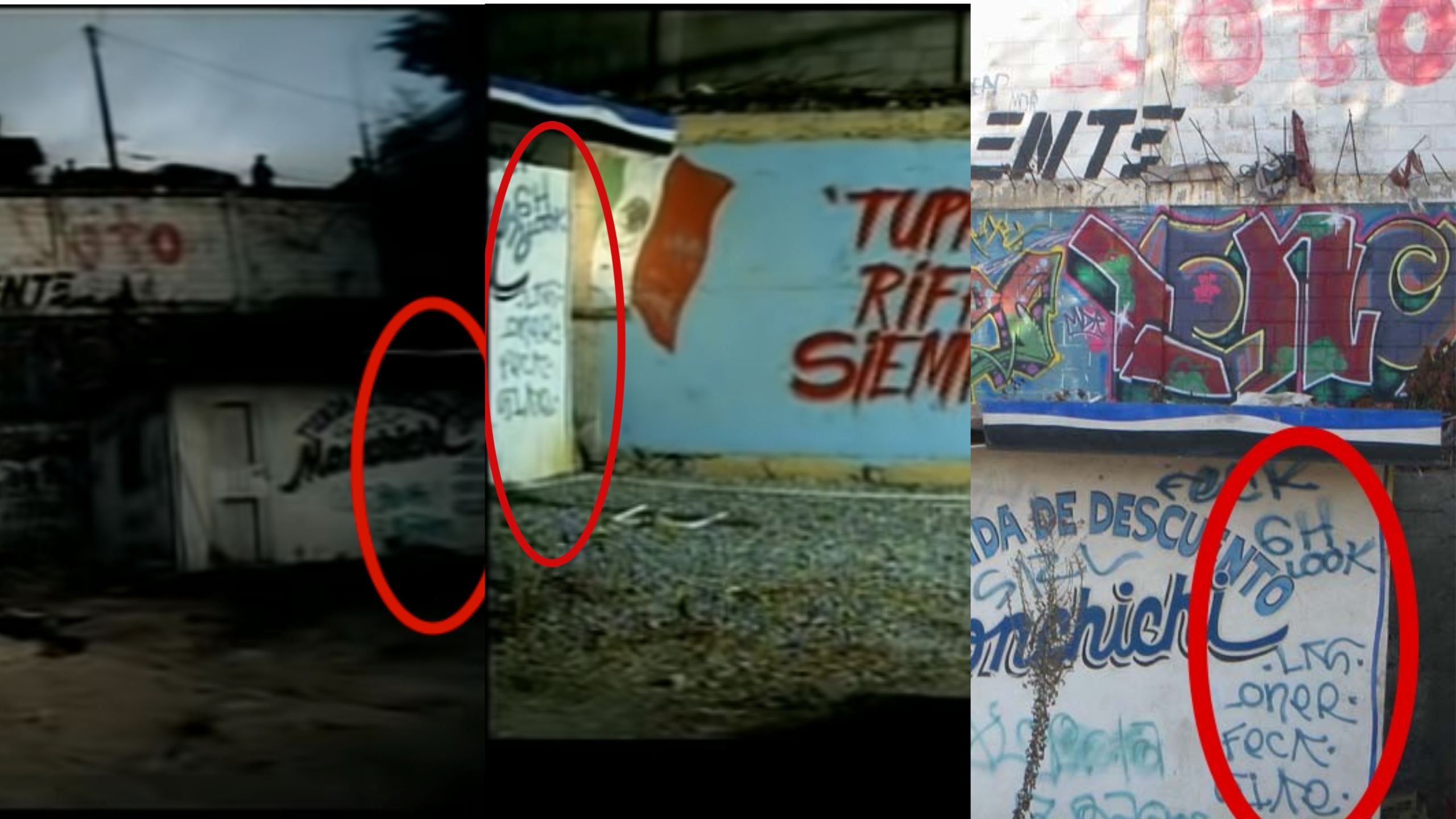 Comparison of images in music video (1 and 2 from left to right) and photo of shop located at Colonia del Río Parte Baja
