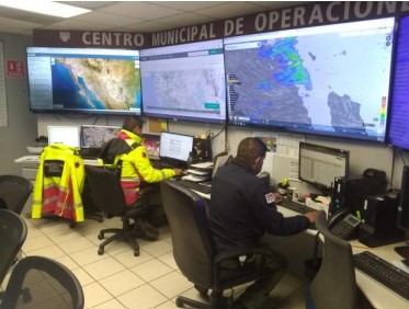 Actividades de monitoreo del Centro Municipal de Operaciones de Emergencia Tijuana.