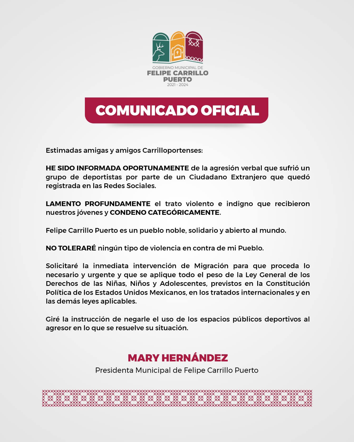 Cortesía: Ayuntamiento de Felipe Carrillo Puerto