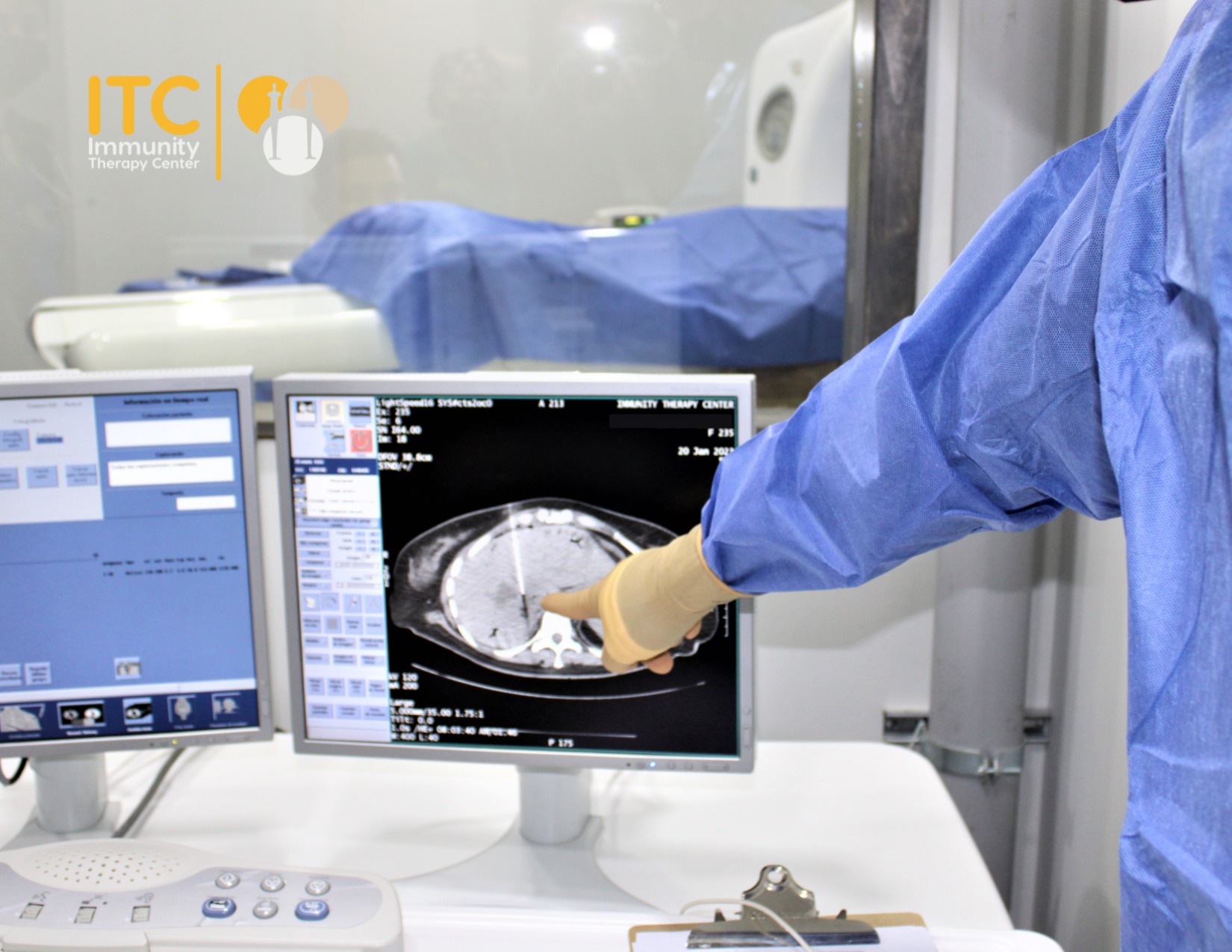 Medic analysing the procedure of a therapy