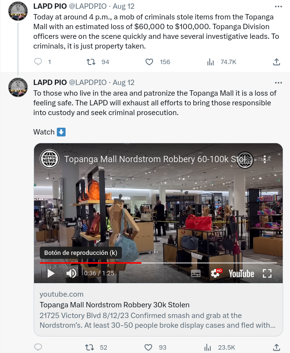 Captura de pantalla: X (LAPD)