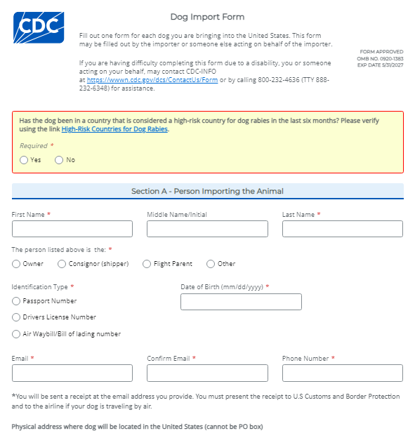 Formulario de Importación de Perros