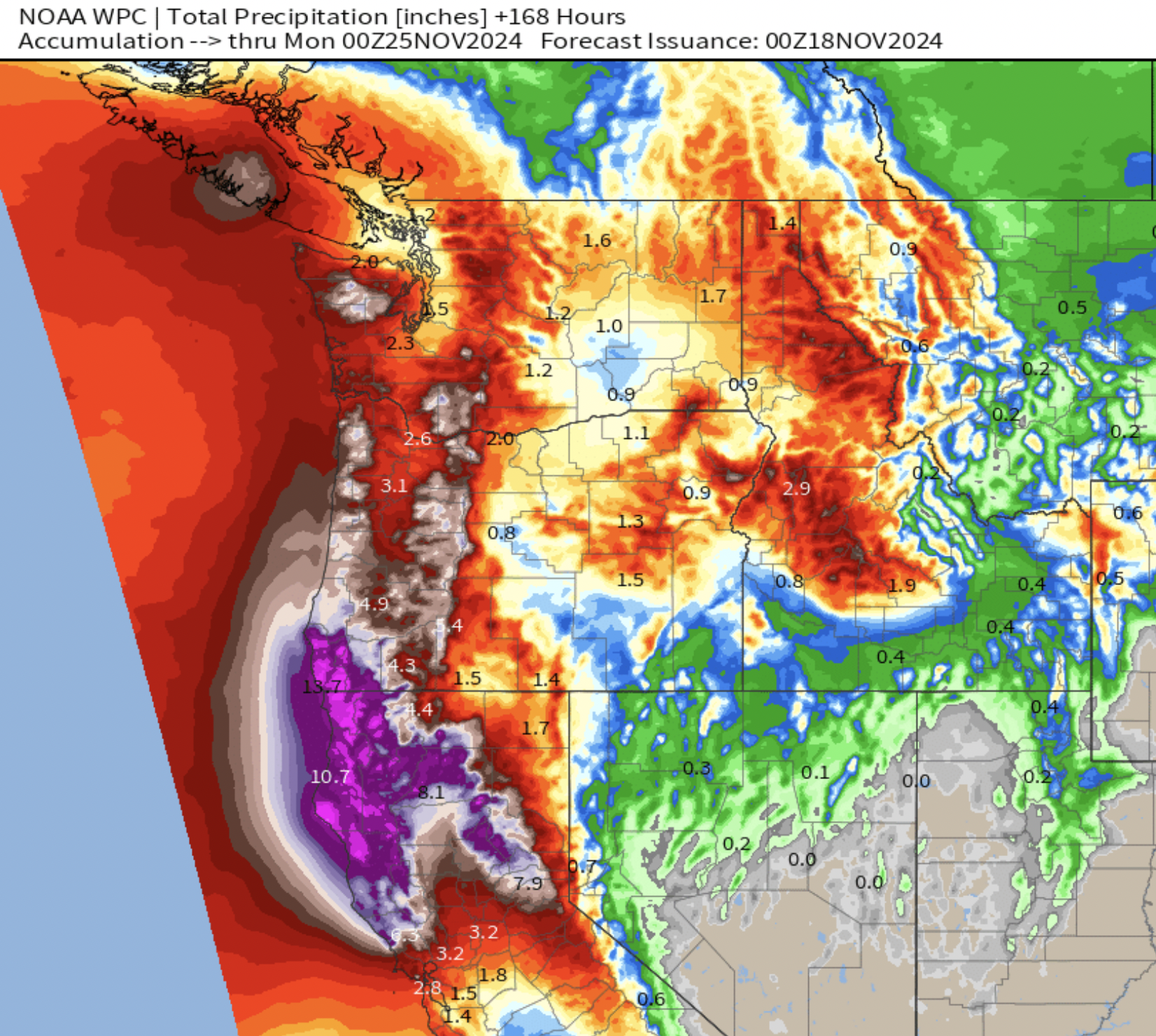 Fotografía: @RyanMaue (X)/NWS Weather Prediction Center